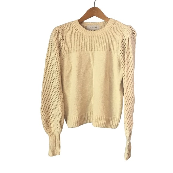DEREK LAM 10 CROSBY Ella Puff Sleeve Sweater Ivory Cotton XS - Picture 2 of 7